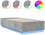 vidaXL betonszürke szerelt fa ágykeret LED-del 100 x 200 cm (3209628) (3209628)