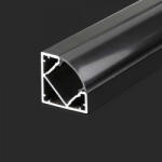 V-TAC Alumínium profil (Fekete) - Sarok - Fekete fedlappal - 2000 x 19 x 19 mm - 2877 (2877)