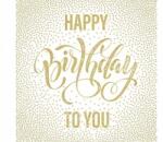 POL-MAK Papírszalvéta Happy Birthday Dotted Gold, arany, 33x33 cm, 20 db