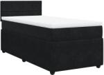 vidaXL fekete bársony rugós ágy matraccal 100 x 200 cm (3287664) (3287664)