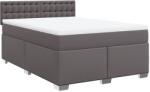 vidaXL szürke műbőr rugós ágy matraccal 160 x 200 cm (3286130) (3286130)