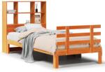 vidaXL barna tömör fenyőfa könyvespolcos ágy matrac nélkül 75 x 190 cm (3322767) (3322767)