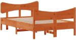 vidaXL viaszbarna tömör fenyőfa ágykeret fejtámlával 120 x 200 cm (3216386) (3216386)
