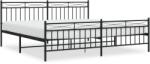 vidaXL fekete fém ágykeret fej- és lábtámlával 193 x 203 cm (373715) (373715)