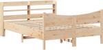 vidaXL tömör fenyőfa ágykeret fejtámlával 135 x 190 cm (3307059) (3307059)