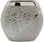  „Grace ovális formájú ezüst színű matt és fényes strukturált felületű kerámia váza - 18, 5 cm