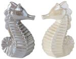  „Beppe ezüst vagy krémfehér színű gyöngyház fényezésű csikóhal formájú kerámia szobor - 16 cm