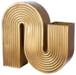  „Cancun nagy méretű arany színű design fém váza vonalas díszítéssel - 42 cm