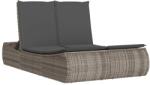 vidaXL szürke polyrattan dupla napozóágy párnával (368092) (368092)