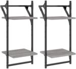 vidaXL 2 db 2-szintes szürke sonoma tölgy falipolc rúddal 30x25x65 cm (836256) (836256)