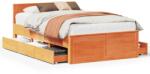 vidaXL barna tömör fenyőfa fejtámlás ágykeret matrac nélkül 135x190 cm (3308782) (3308782)