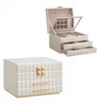 SONGMICS Elegáns ékszerdoboz rendszerező tükörrel 2 fiókkal fehér-arany (JBC183W01)