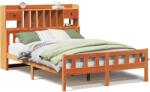 vidaXL barna tömör fenyőfa könyvespolcos ágy matrac nélkül 150 x 200cm (3322191) (3322191)