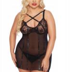SoftLine Cornelia fekete áttetsző hálóing Plus Size csipkével 3XL (5906340737123)