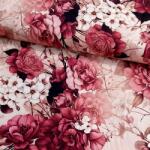 Pasja Art Viszkóz Szövet Bordó Bazsarózsa Blúzokhoz, Ruhákhoz 140cm (bordowe piwonie wiskoza)