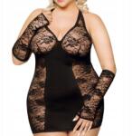 SoftLine Andrea fekete csipkés póló Plus Size kesztyűvel XL Softline (Soft Line 1817)