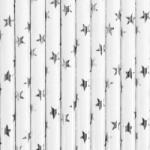 PartyDeco Papír szívószál, ezüst, 19.5cm (1 db 10 db) (SPP5M-018)