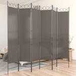 vidaXL Параван за стая, 6 панела, антрацит, 240x220 cм, текстил (350176)