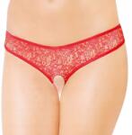 SoftLine Piros csipkés tanga 2446 nyitott ülep résszel M/L méret Softline (SoftLine 2446)