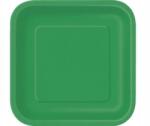 Unique Kvadratikus papírtányérok 18 cm - sötétzöld, 16 db, partira
