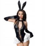 Glossy Fekete fehér nyuszi jelmez Stacy csillogó anyag Wetlook XL Glo (6975562454162)