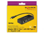 Delock Adaptor USB Type-C Gigabit LAN DeLock, 10/100/1000 Mbps, 220097 (63927)