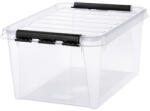 SMARTSTORE Műanyag tárolódoboz, 32 liter, fekete fogantyúkkal, SMARTSTORE "Classic 31", átlátszó (CSDSMART38) - onlinepapirbolt