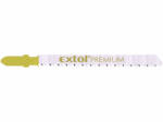 Extol Premium dekopír fűrészlap, Méret: 75x8x1, 5mm fogtáv: 2, 5mm, HCS, univerzális Bosch befogás, fordított fogak, puhafa, farostlemez, műanyag 5DB (8805005)