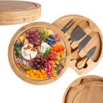 GMM Group Gockowiak Andra tálalótálca, 25 cm, eszköztartóval, rozsdamentes acél kiegészítőkkel, bambusz (322864MG)