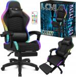 LAZYhome gaming szék, LC10 modell, ergonomikus, masszázzsal, LED világítással, fekete (SWIVEL_CHAIR_LC10)
