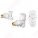 Ferro Set robineti radiator decorativi coltari cu cap termostatic, alb