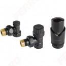 Ferro Set robineti radiator decorativi coltari cu cap termostatic, negru