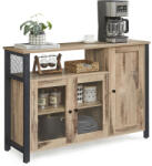 VASAGLE tárolószekrény 3 ajtós komód ipari stílusú tevebarna és fekete 33 x 110 x 75 cm (LSC096B50)