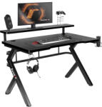 Greman Gamer Asztal, Játékasztal, Monitor Állvánnyal, 120x60x69, 5cm, Alumínium / HDF, Fekete
