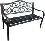 Akord Irga Fém Kerti Pad Fekete Kovácsoltvas Díszítéssel