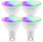 Yeelight Комплект 4 интелигентни крушки LED RGB Yeelight W1, Wi-Fi, 4.5W, 350 лумена, Цветна светлина, Синхронизиране с музика и гейминг, Съвместими с Google Assistant/SmartThings/Amazon Alexa, Аndrоіd/іОЅ (YL