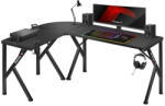 Huzaro Sarok gamer asztal, 154x117cm, fekete