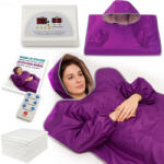 Linomag Szauna Termo Takaró Ujjakkal és Kapucnival, Két Infravörös Zónával, LINOMAG®, 10 Lepedő, Zsírégetés, Relaxáció, Méregtelenítés, 35°C-80°C, Lila, 180x80cm