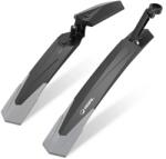 RBRL Cross II gyorsrögzítésű műanyag MTB sárvédő szett teleszkópra és nyeregcsőre, 24-29 colos bringákhoz, 77mm, fekete-szürke