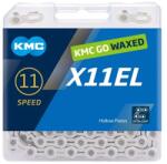 KMC X11EL gyárilag waxolt kerékpár lánc, 11s, 118 szem, patentszemmel, ezüst színű