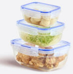 Dünya Műanyag ételtároló doboz légmentesen zárható tetővel 3 db (DÜ309)