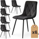 AKORD AKORD MILO kárpitozott étkezőszék welur fekete rombusz steppelt mintával fekete lábakkal 6 db-os szett (AKO-6xMILOBLA)