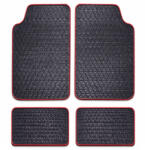 Autolife Autószőnyeg 4db-os garnitúra, gumi, fekete-piros, Autolife 2718
