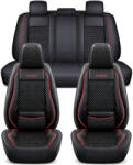 Autolife Üléshuzat garnitúra, 11 részes, prémium Ice Silk/PU bőr fekete-piros, Autolife