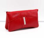 Lewitzky piros gyűrt lakk / matt swarovski egyenesköves triplacipzáras pénztárca