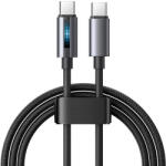 Xmart USB-C към USB-C кабел Xmart, Пулсираща LED светлина, 5A, 100W, 1.2м, Черен (25042)