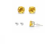  Cercei Citrin cu argint 925 rotund fatetat 5x5x15 mm cadou cu semnificatie 1 pereche