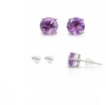 Cercei Ametist cu argint 925 rotund fatetat 5x5x16 mm accent elegant zilnic 1 pereche