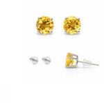  Cercei Citrin cu argint 925 rotund fatetat 6x6x16 mm cadou cu semnificatie 1 pereche