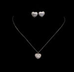 ElectraStore Set Stralucitor Placat Cu Aur Alb Cercei si Colier Silver Love (C4551)